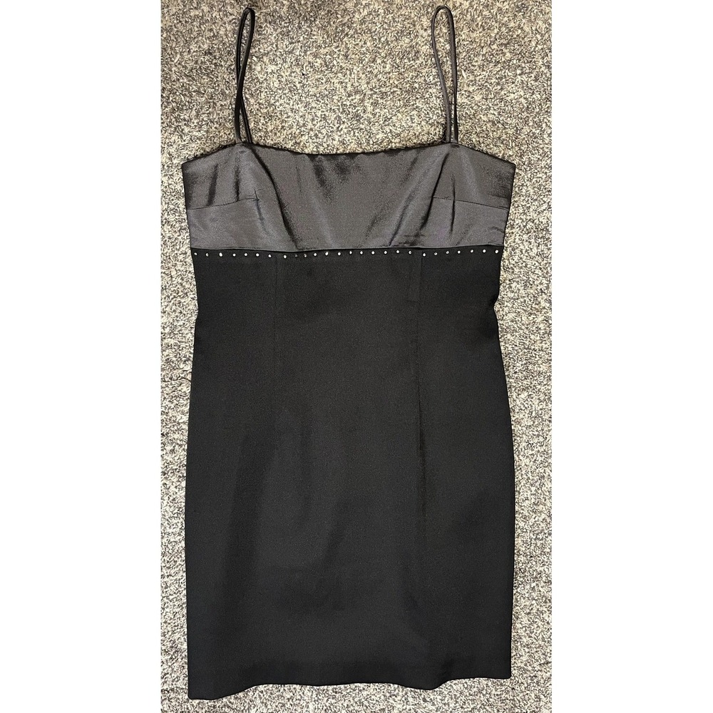 VTG Laundry by Shelli Segal Black Mini Dress NWT Size 2 90s Y2K Satin - Picture 12 of 16